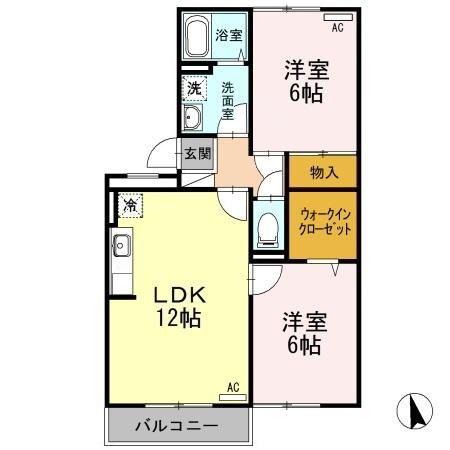 セブンワンテンC棟(2LDK/2階)の間取り写真