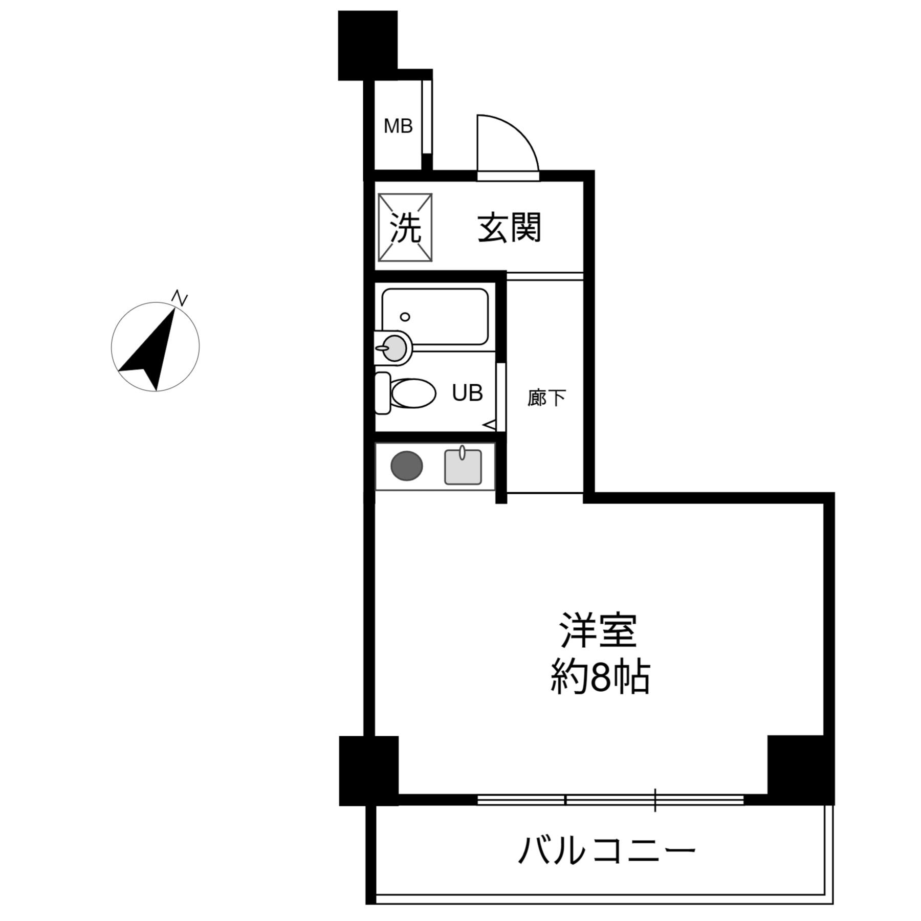 イーストゲート神戸(ワンルーム/1階)の間取り写真