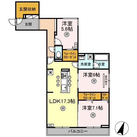 MK WING BLD I棟(3LDK/2階)の間取り写真