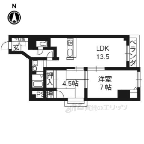 ラフィーネ御池(2LDK/11階)の間取り写真