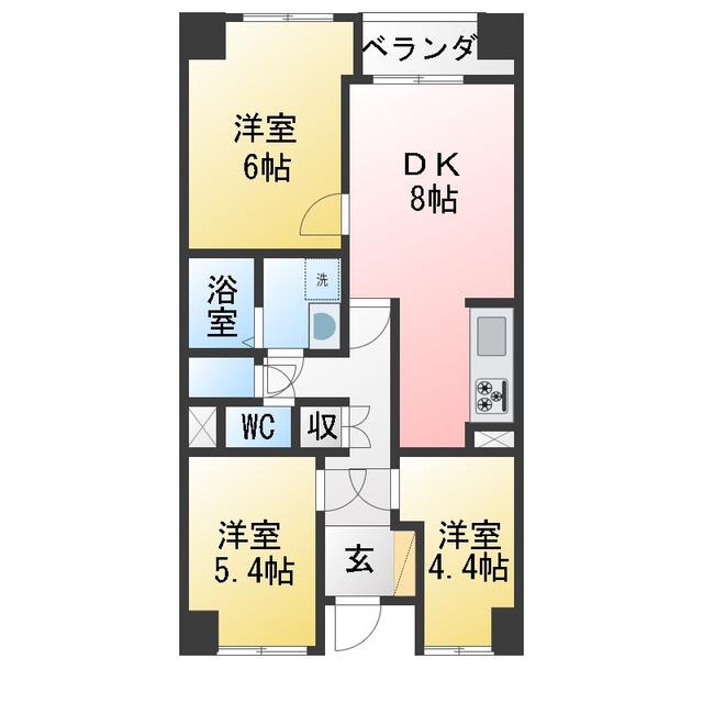 本厚木ハイツ(3DK/4階)の間取り写真