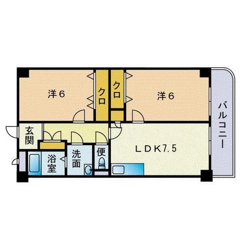 ハイネス弐番館(2LDK/2階)の間取り写真