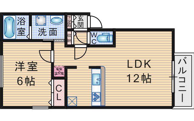 ハイムKITAEMON(1LDK/1階)の間取り写真