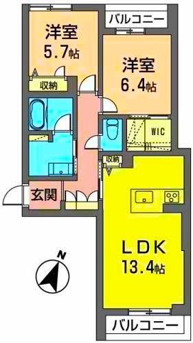 PIETRA ROSSA(2LDK/3階)の間取り写真