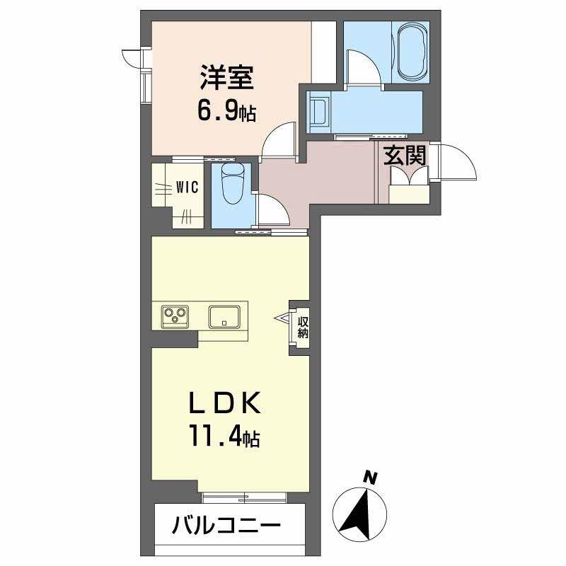 シャーメゾン定禅寺(1LDK/3階)の間取り写真