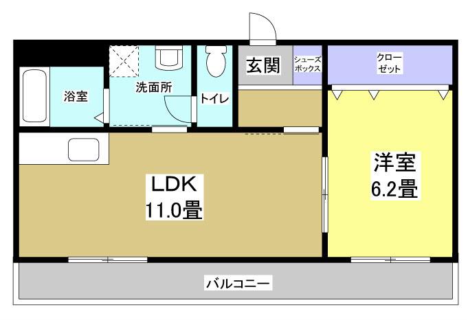 シャングリラ(1LDK/3階)の間取り写真
