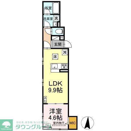 セレスティア東保木間(1LDK/1階)の間取り写真