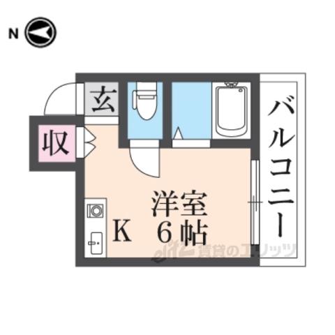 メビウス香里レジデンス(ワンルーム/2階)の間取り写真