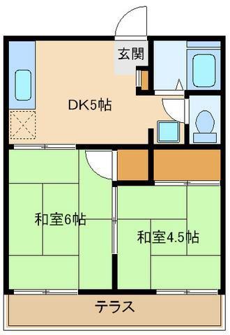 飯田コーポ(2K/2階)の間取り写真