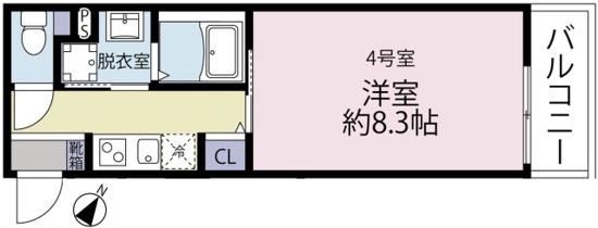 ルミア南林間(1K/3階)の間取り写真