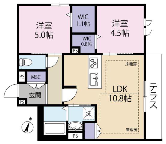 NOBEL中落合(2LDK/1階)の間取り写真