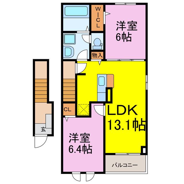 川口アパート(2LDK/2階)の間取り写真
