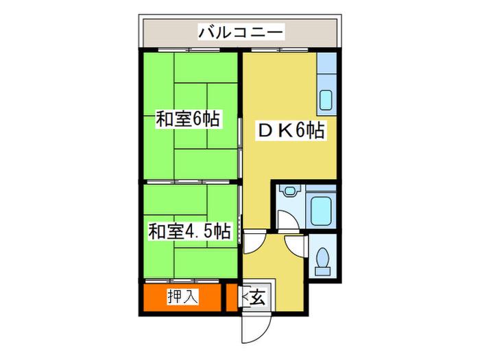 アルファスクエア北13条(2DK/4階)の間取り写真