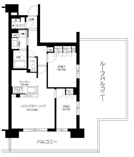 ファインシティ王子神谷リバー&フォレスト(2LDK/15階)の間取り写真