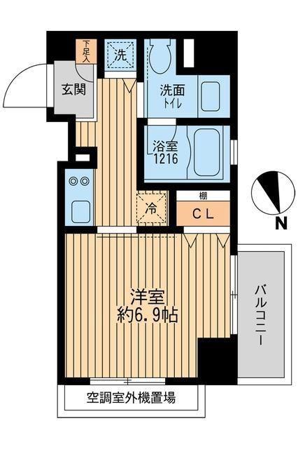 クリオ戸越銀座弐番館(1K/6階)の間取り写真