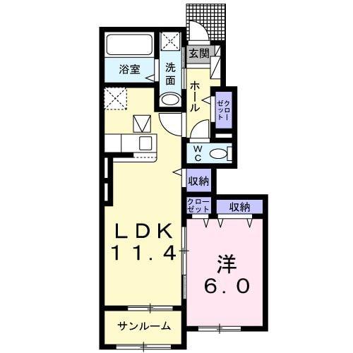 フォルトゥーナIII(1LDK/1階)の間取り写真