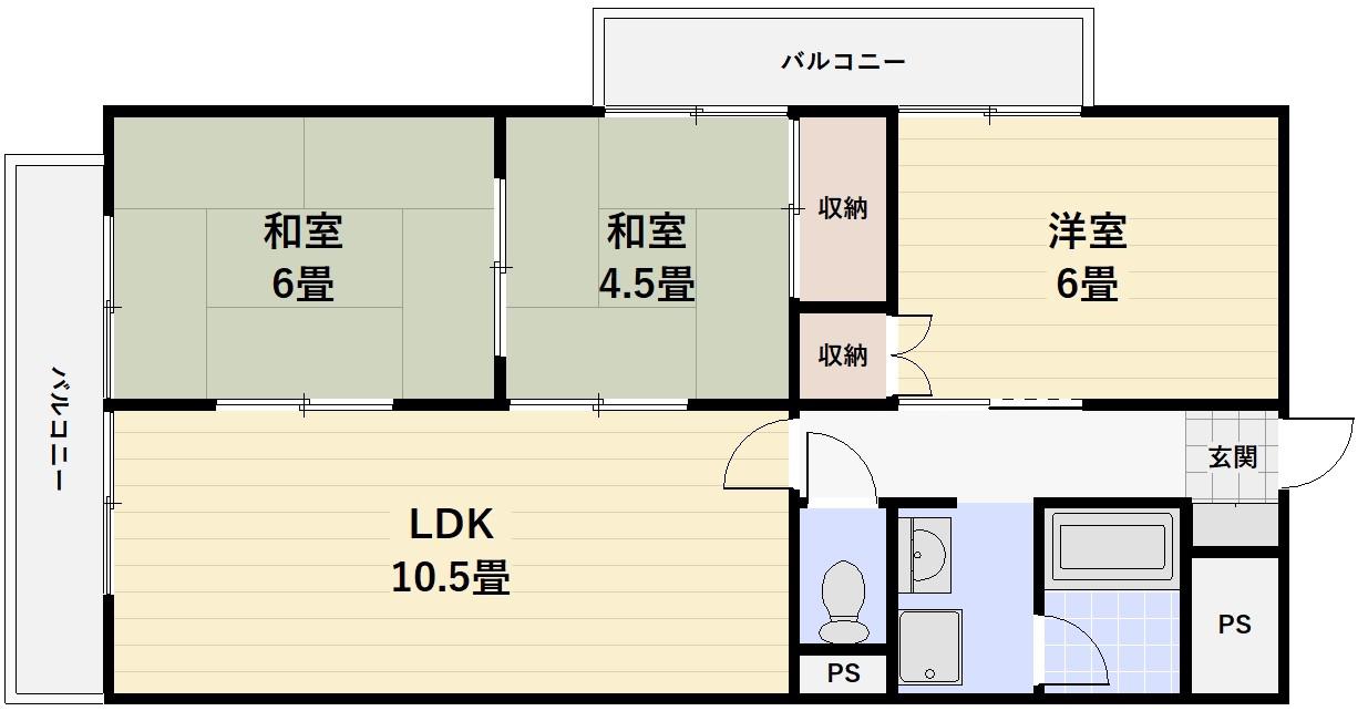 サンライズ倉敷(3LDK/2階)の間取り写真