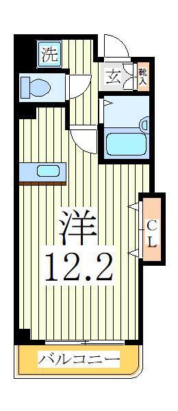 コンフォート柏(ワンルーム/1階)の間取り写真