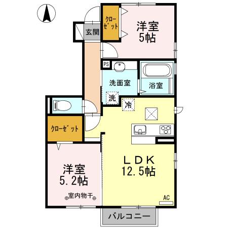 コンフォレアE(2LDK/1階)の間取り写真