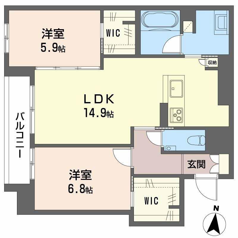 ザ・シグマ上杉(2LDK/2階)の間取り写真