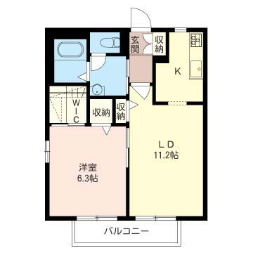 リーフ都筑B棟(1LDK/1階)の間取り写真