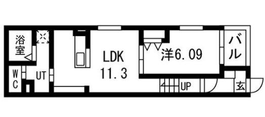 リヴェール元中野II(1LDK/2階)の間取り写真