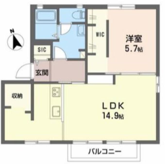 ボルトシティ熊取(1LDK/2階)の間取り写真