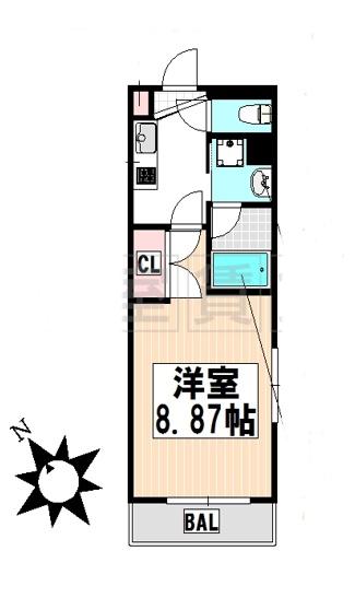 タウンライフ朝岡(1K/6階)の間取り写真