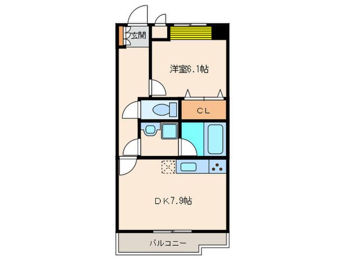 Jハイツ(1DK/4階)の間取り写真
