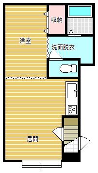 コスモハイツD棟(1DK/2階)の間取り写真