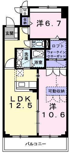 コミュノーテ半右衛門(2LDK/4階)の間取り写真