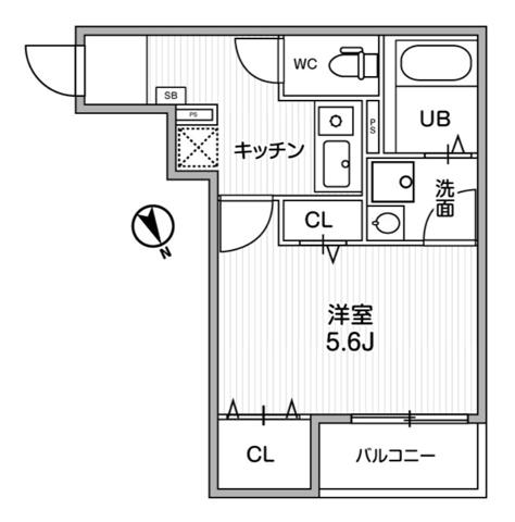 ティーズ クオーレ調布(1K/1階)の間取り写真