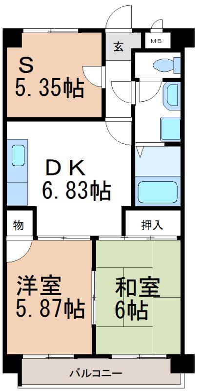 サンルート23(3DK/3階)の間取り写真