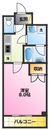 ルーブル武蔵中原弐番館(1K/1階)の間取り写真