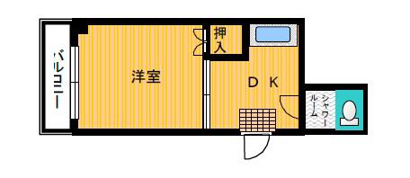 プラスパーハイツ(1DK/3階)の間取り写真