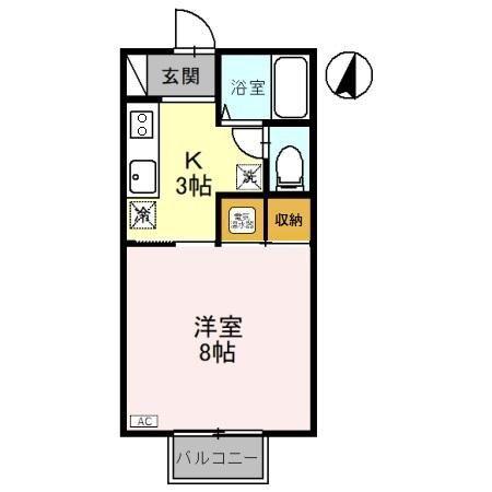 クリア上越(1K/2階)の間取り写真