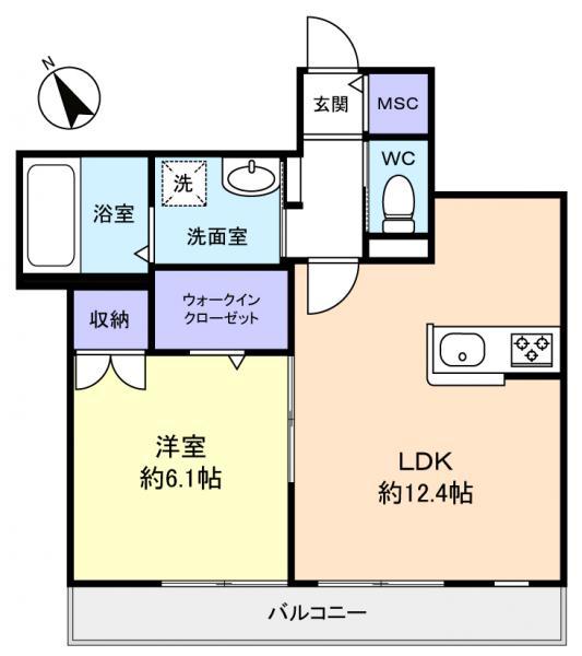 ボンジェニ(1LDK/3階)の間取り写真