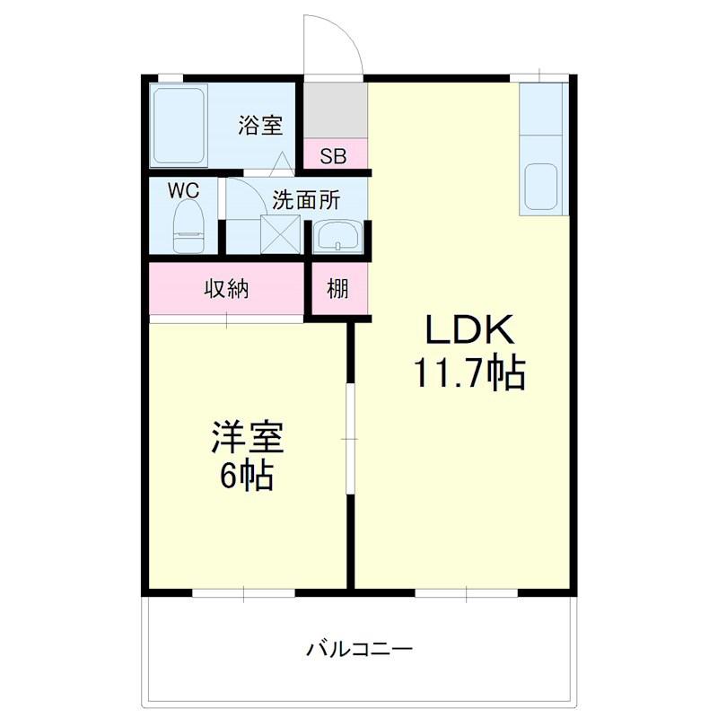 シャイニーハイツII(1LDK/1階)の間取り写真