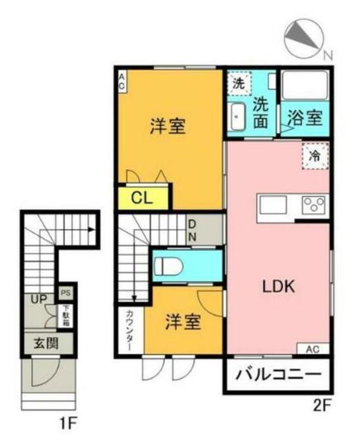 メゾン・ソレイユ(2LDK/2階)の間取り写真