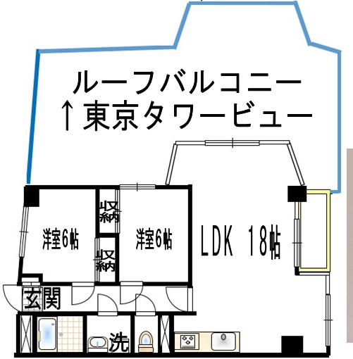 シャレーコート三田(2LDK/5階)の間取り写真