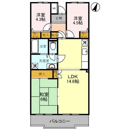 ミナミスクウェア(3LDK/1階)の間取り写真