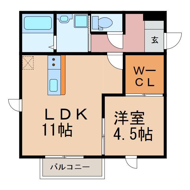 VERIOUS LUCKY(1LDK/2階)の間取り写真