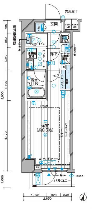 メインステージ板橋志村II(1K/2階)の間取り写真
