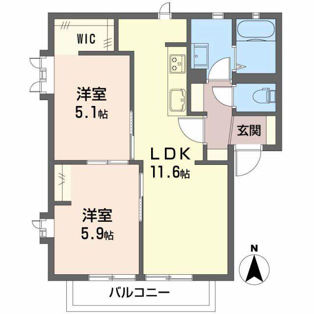 DEUXAILES I(2LDK/1階)の間取り写真
