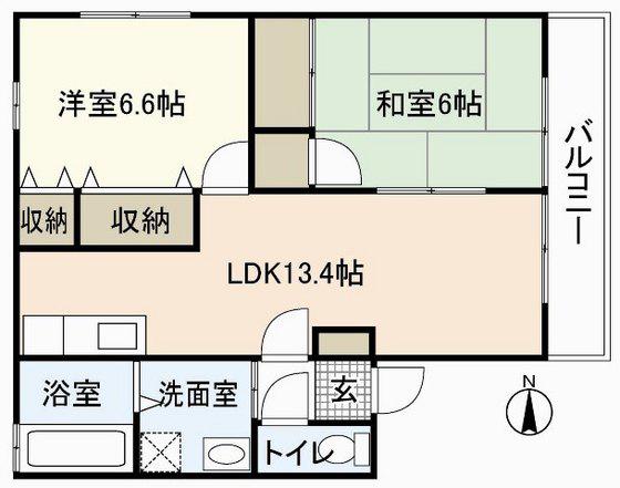 レユスィール三宅A(2LDK/2階)の間取り写真