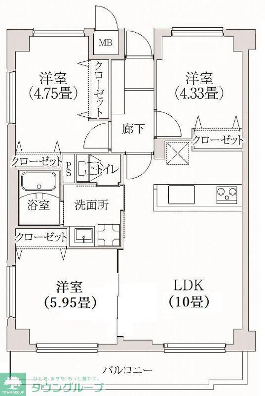 コスモリード学芸大学 (3LDK/6階)の間取り写真