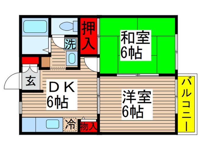 グランメール(2DK/2階)の間取り写真