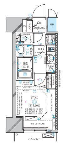 ディアレイシャス今池(1K/12階)の間取り写真