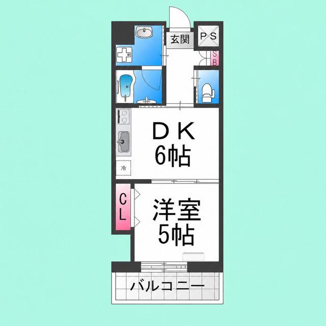 住吉橋ポルト(1DK/9階)の間取り写真