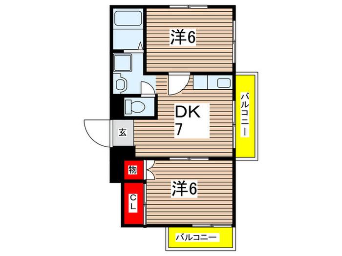アリィーズ谷中(2DK/1階)の間取り写真